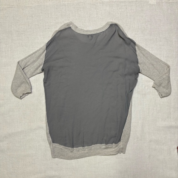 Wilfred Womens Small Gray Cashmere Silk Sweater with Sheer Back Panel 3/4 Sleeve - Picture 5 of 7